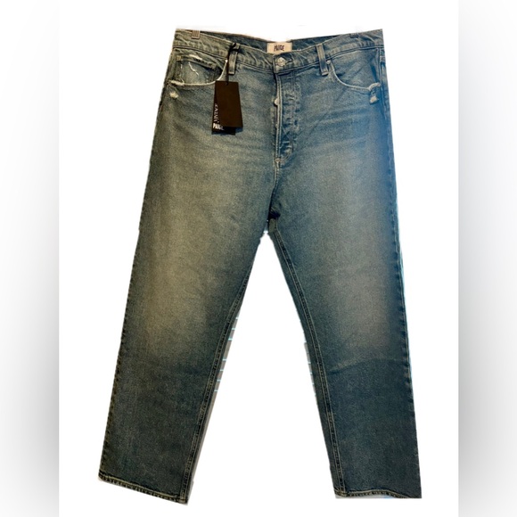 Paige Sawyer Straight Leg Covered Button Fly Jeans in Storybook 32 - Picture 11 of 16